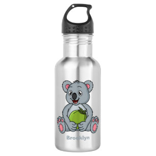Niedliche Cartoon-Abbildung Koala und Kokosnuss Edelstahlflasche