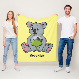 Niedliche Cartoon-Abbildung Koala und Kokosnuss Fleecedecke