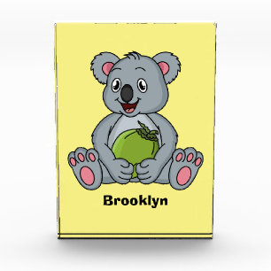 Niedliche Cartoon-Abbildung Koala und Kokosnuss Fotoblock