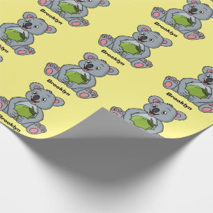 Niedliche Cartoon-Abbildung Koala und Kokosnuss Geschenkpapier