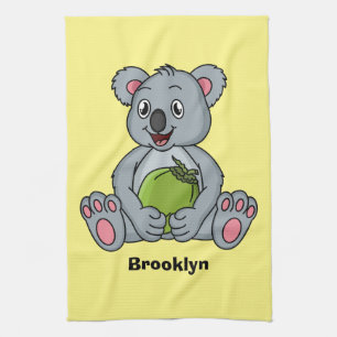 Niedliche Cartoon-Abbildung Koala und Kokosnuss Geschirrtuch