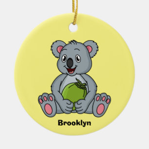 Niedliche Cartoon-Abbildung Koala und Kokosnuss Keramik Ornament