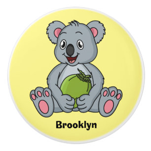 Niedliche Cartoon-Abbildung Koala und Kokosnuss Keramikknauf