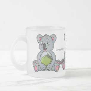 Niedliche Cartoon-Abbildung Koala und Kokosnuss Mattglastasse