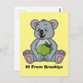 Niedliche Cartoon-Abbildung Koala und Kokosnuss Postkarte (Vorne/Hinten)