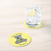 Niedliche Cartoon-Abbildung Koala und Kokosnuss Runder Pappuntersetzer (Vor Ort)