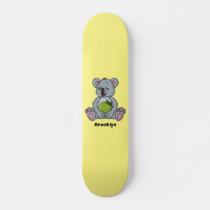 Niedliche Cartoon-Abbildung Koala und Kokosnuss Skateboard