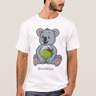 Niedliche Cartoon-Abbildung Koala und Kokosnuss T-Shirt