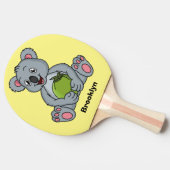 Niedliche Cartoon-Abbildung Koala und Kokosnuss Tischtennis Schläger (Seitenansicht)