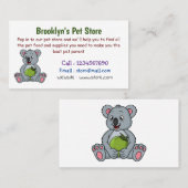 Niedliche Cartoon-Abbildung Koala und Kokosnuss Visitenkarte (Vorne/Hinten)