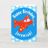 Niedliche Cartoon-Abbildung mit rotem Flugzeug Karte (Vorderseite)