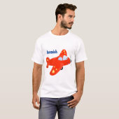 Niedliche Cartoon-Abbildung mit rotem Flugzeug T-Shirt (Vorne ganz)