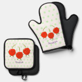Niedliche Cartoon-Abbildung Ofenhandschuh & Topflappen-Set (Vorderseite/Rückseite)