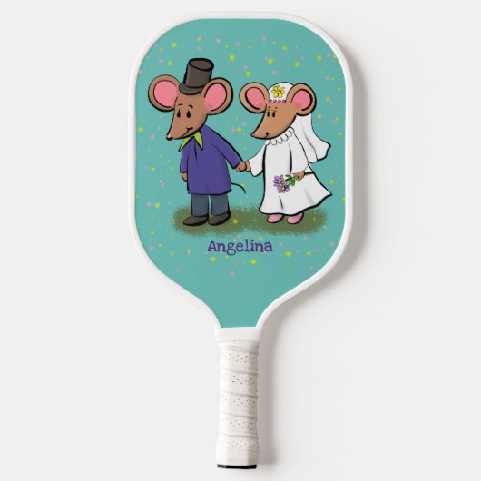 Niedliche Cartoon-Abbildung Pickleball Schläger (Rückseite)