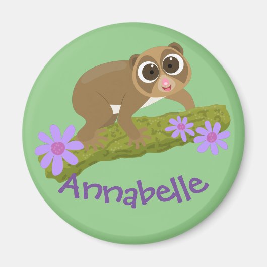 Niedliche Cartoon-Abbildung von langsamen Loris-Bl Magnet (Vorne)