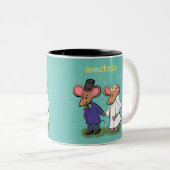 Niedliche Cartoon-Abbildung Zweifarbige Tasse (VorderseiteRechts)