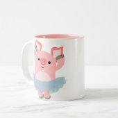 Niedliche Cartoon-Ballerina-Schwein-Tasse Zweifarbige Tasse (Vorderseite Links)