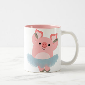 Niedliche Cartoon-Ballerina-Schwein-Tasse Zweifarbige Tasse