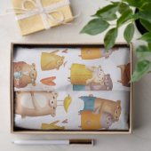 Niedliche Cartoon-Bären auf White Decoupage Seidenpapier (Geschenk)