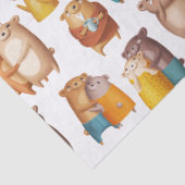 Niedliche Cartoon-Bären auf White Decoupage Seidenpapier (Detail)