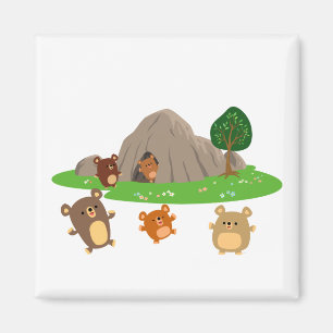 Niedliche Cartoon-Bären im Höhlenmagnet Magnet