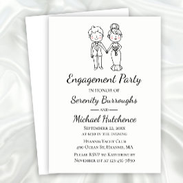 Niedliche Cartoon-Brautbräuche-Hochzeitsbindungspa Einladung