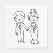 Niedliche Cartoon Brautgroom Whimsical Wedding Serviette (Vorderseite)