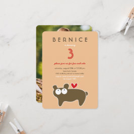 Niedliche Cartoon Brown Bären Kid's Geburtstagspar Einladung