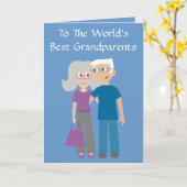 Niedliche Cartoon Characters Grandeltern Day Card Karte (Gelbe Blume)