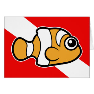 Niedliche Cartoon Clownfish Tauchen-Flagge