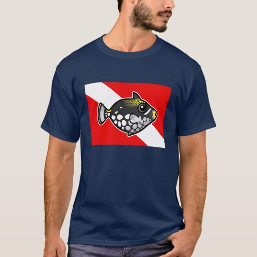 Niedliche Cartoon-Clowntriggerfish-Tauchen-Flagge T-Shirt (Vorderseite)