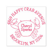 Niedliche Cartoon Crab Round Rücksendeadresse Permastempel (Design)