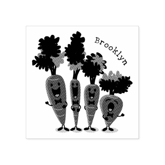 Niedliche Cartoon-Darstellung des Carrot-Quartetts Gummistempel (Prägung)