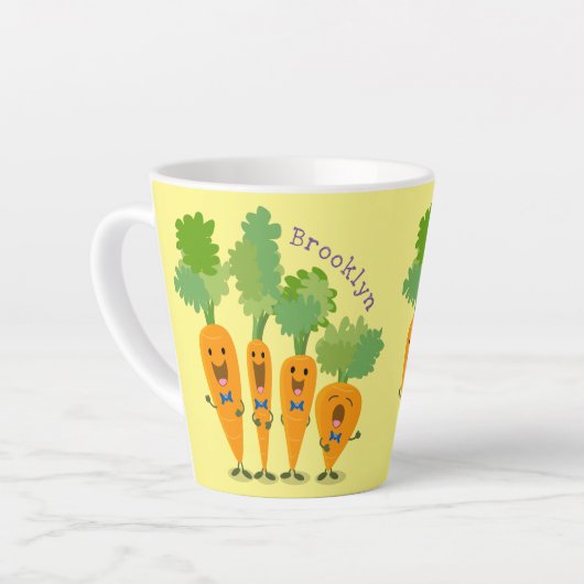 Niedliche Cartoon-Darstellung des Carrot-Quartetts Milchtasse (Linke Ecke)