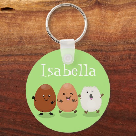 Niedliche Cartoon-Darstellung lustiger Eier Schlüsselanhänger (Vorderseite)