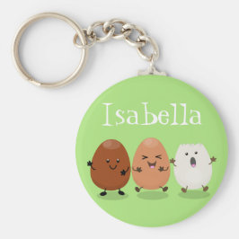 Niedliche Cartoon-Darstellung lustiger Eier Schlüsselanhänger