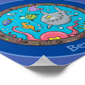 Niedliche Cartoon-Darstellung lustiger Meereslebew Poster (Ecke)