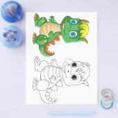 Niedliche Cartoon-Dinosaurier-Farbseite Flyer (Einzeln)