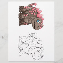 Niedliche Cartoon-Dinosaurier-Farbseite Flyer