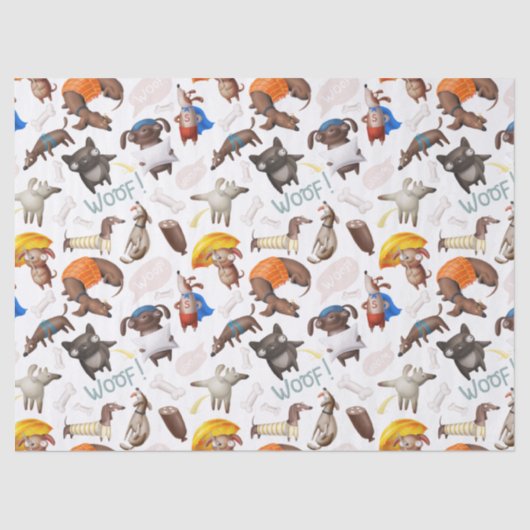 Niedliche Cartoon Dogs Decoupage Seidenpapier (Vorderseite)