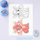 Niedliche Cartoon-Drachenfarbseite Flyer (Einzeln)