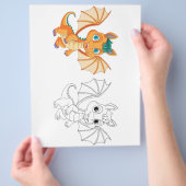 Niedliche Cartoon-Drachenfarbseite Flyer (Hand)