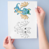 Niedliche Cartoon-Drachenfarbseite Flyer (Hand)
