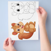 Niedliche Cartoon-Eichhörnchenfärbungsseite Flyer (Hand)