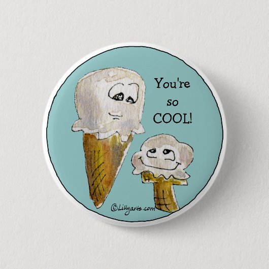 Niedliche Cartoon-Eiscreme-Kegel Button (Vorderseite)