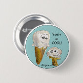 Niedliche Cartoon-Eiscreme-Kegel Button (Vorne & Hinten)