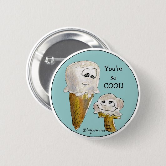 Niedliche Cartoon-Eiscreme-Kegel Button (Vorne & Hinten)