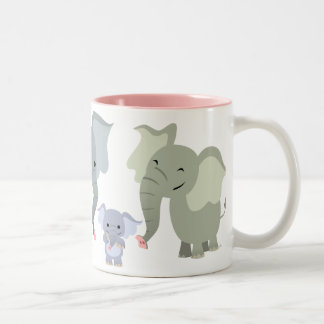 Niedliche Cartoon-Elefant-Familien-Tasse Zweifarbige Tasse