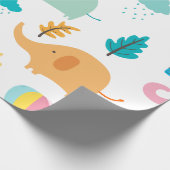 Niedliche Cartoon Elefanten Heißluftballons und Bä Geschenkpapier (Ecke)