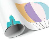 Niedliche Cartoon Elefanten Heißluftballons und Bä Geschenkpapier (Rolleneckpunkt)